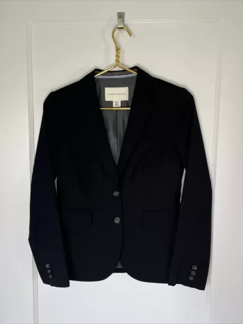 Banana Republic Wool Black Blazer Suit Jacket  Stretch Size 2 Two Button Lined