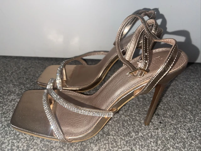TRUFFLE COLLECTION STRAP Sparkle Rose Gold Heels Size 5 5.00