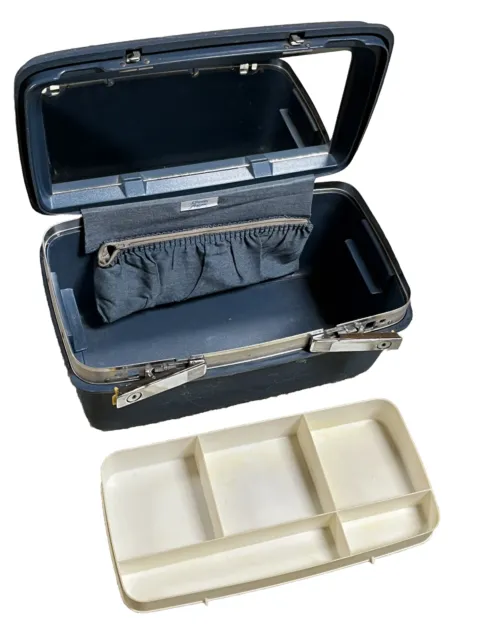 Samsonite Train Case VTG 60s Aspen J.C. Penney Makeup Luggage Glacier Blue Keys