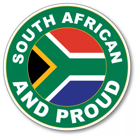 2 x SOUTH AFRICAN AND PROUD - Flag Car Van Lorry vinyl Self Adhesive stickers