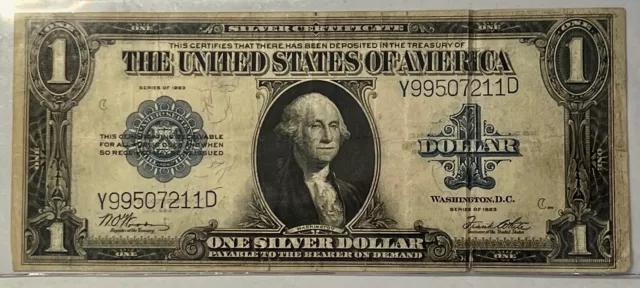 1923 $1 ONE DOLLAR BILL  HORSE BLANKET Silver Certificate Large Note Circulated