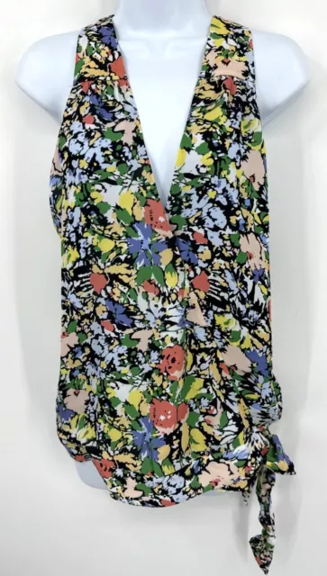 Parker Blouse Womens XL Kenna Floral Wrap Silk Blend Side Tie Lined New