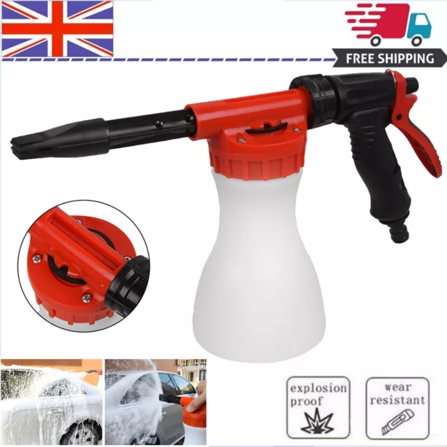 900ml Bottle Snow Foam Spray Gun Car Wash Sprayer Lance Uses Garden Hose Pipe UK