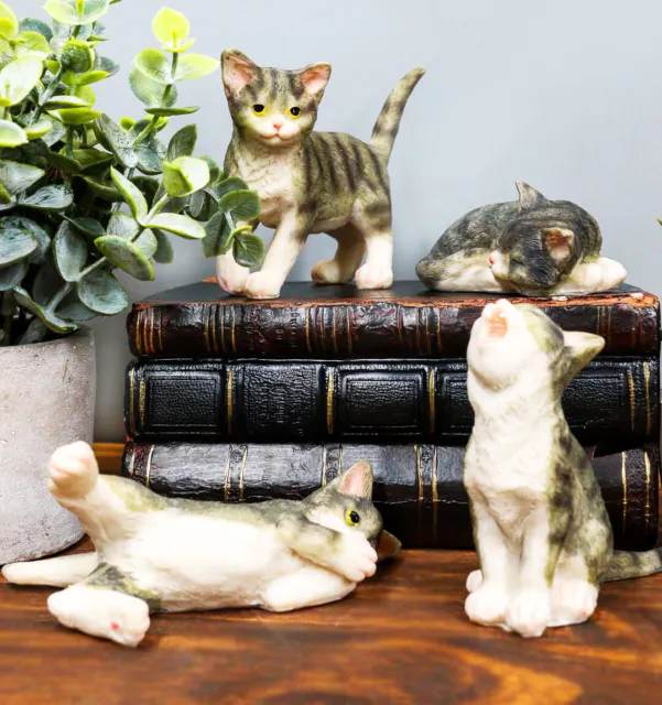 Crazy For Cats Four Playful Kitten Statues Adorable Kitty Cat Animal Figurines