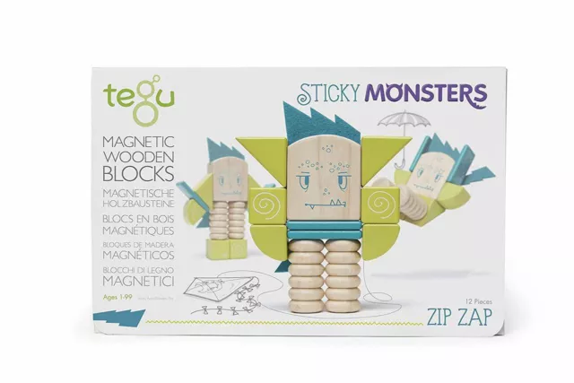 Tegu Magnetic Wooden Blocks - Sticky Monsters Zip Zap