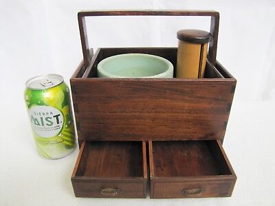 Antique Late 19th Century Japanese Wooden Smokers set Tobacco-bon 2