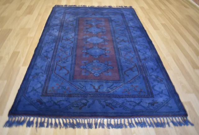 Vintage Over-Dyed  Purple/Blue  Handmade Melas Rug  6 Ft x 8 Ft  Free Shipping