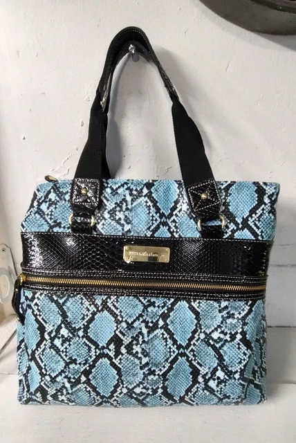 Samantha Brown Python Embossed Carry On Travel Bag Turquoise / BLACK EUC