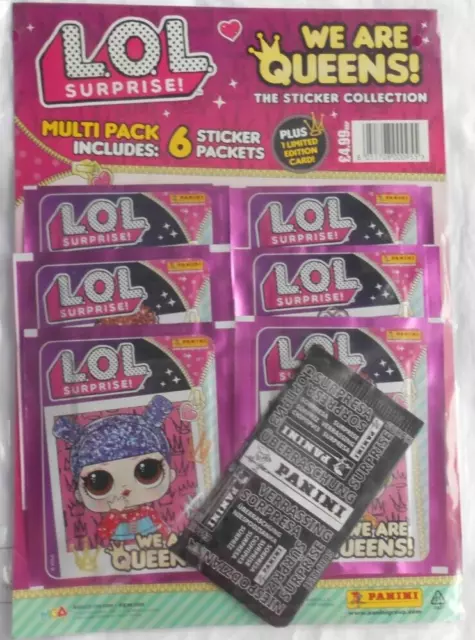Panini L.O.L. LOL Surprise! We Are Queens Multipack. 6 Stickers packets +LE Card