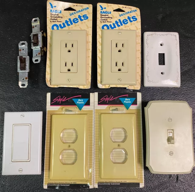 Vintage Wallplate Outlet Light Switch Lot Nos New And Lk Nw