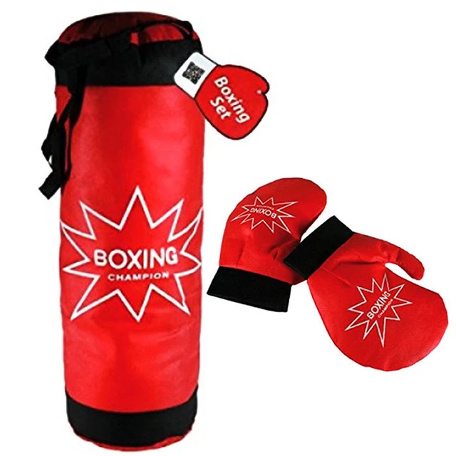 Boxing Boxe Set Con 2 Guantoni E Sacco Altezza 46 Cm Bambini Ragazzi sar