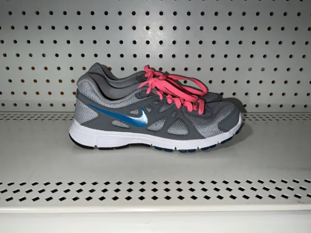 Nike Revolution 2 Womens Athletic Running Training Shoes Size 6 Gray Blue Pink