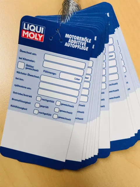 5x Liqui Moly Ölwechselanhänger, Ölwechselzettel, Notas de Inspección