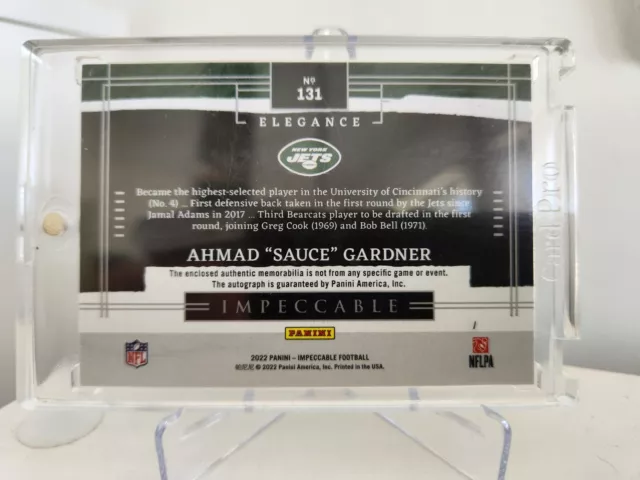 2022 Panini Impeccable Ahmad ‘Sauce’ Gardner RPA /75 - Rookie Patch Auto Jets 2