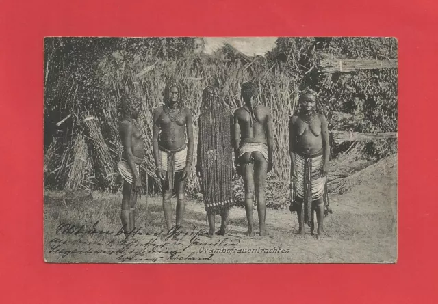 Deutsch-Südwestafrika DSWA: AK Ovambofrauentrachten , gelaufen 1912 Windhuk