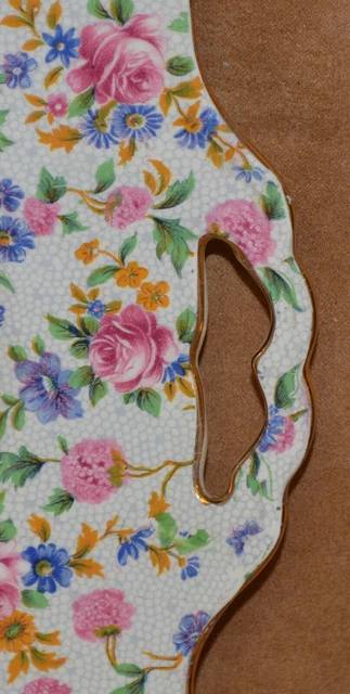 Pre-1960 Royal Winton Grimwades Ivory Old Cottage Chintz Cake Plate - Very Nice 3