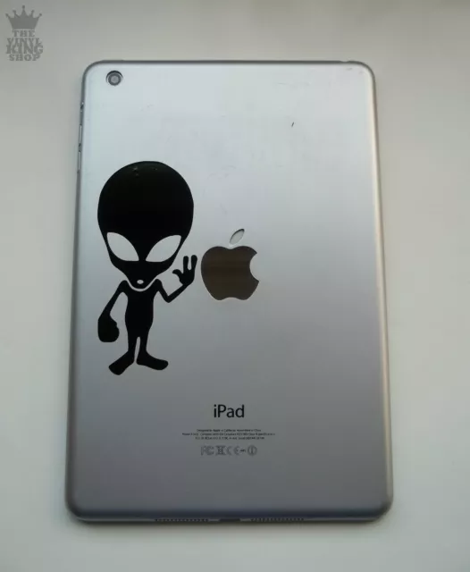 1 x Alien Aufkleber - Vinyl Aufkleber für iPad Mini UFO Space lustig Air Pro Mac Peace