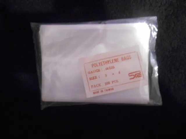 300pcs Clear Flat Polyethylene 3-Bags Gauge .00125 by 3 X 4 Inches in Size New