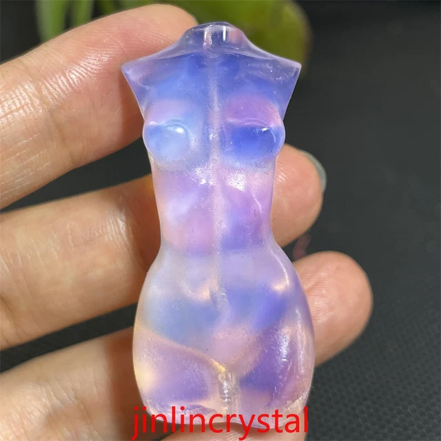 1pc Rose opalite Women Naked Skull Quartz Crystal Carved Figurines Gem Healing