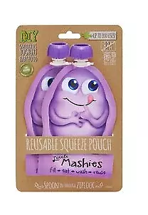 Little Mashies Reuseable Food Pouches Reusable Squeeze Pouch Pack of 2 - Purp...