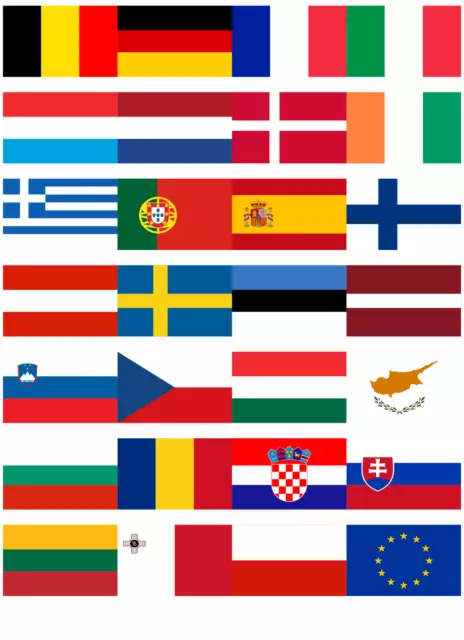 EU Flaggen Fahnen Set - Aufkleber Karte Sticker-Bogen - PKW Auto Fahne Flagge EU