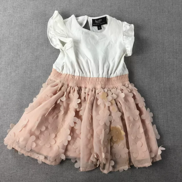 Bardot Junior Baby Girls Dress Size 00 (6 - 9 Months) White Pink Floral Lace