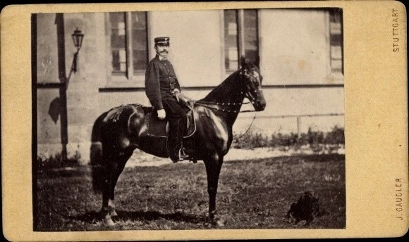 CdV Soldat, Kaiserreich, Uniform, Portrait, Pferd, Stuttgart,... - 10470019