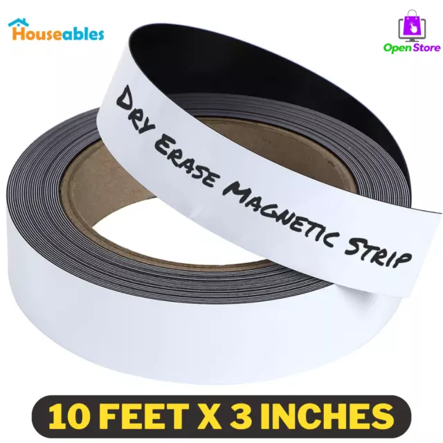 Magnetic Tape 10 Feet x 3 Inches Rewritable Dry Erase Strip Magnet Flexible Roll