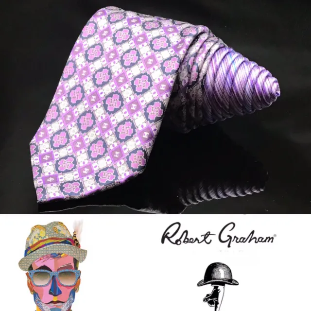 Robert Graham Tie Woven Multi Colors Vibrant Geometric Purple Luxury Silk Ties