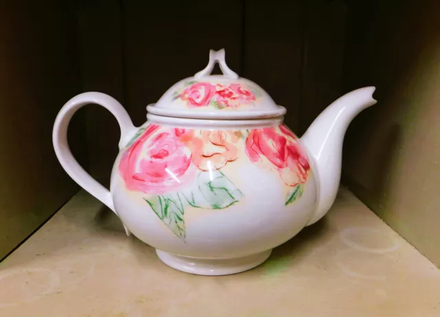 Vintage Portmeirion Ceramic Teapot Amabel Rose with Box 4 Cups England c2000's