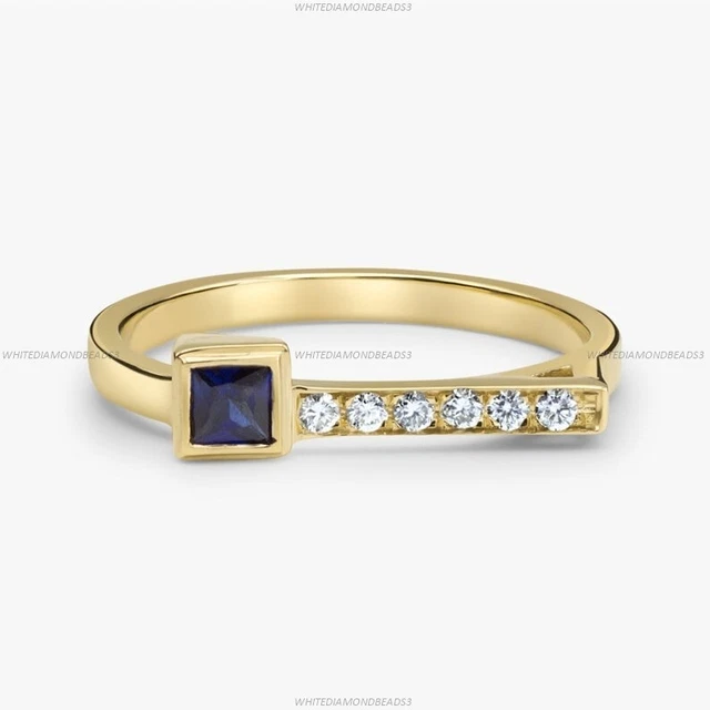 Sapphire Diamond September Statement Anniversary Ring For Girls 14k Gold