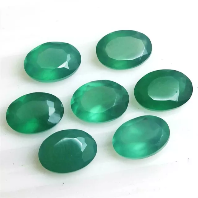 Wholesale Lot of 7x5mm Oval Facet Natural Green Onyx Loose Calibrated Gemstone