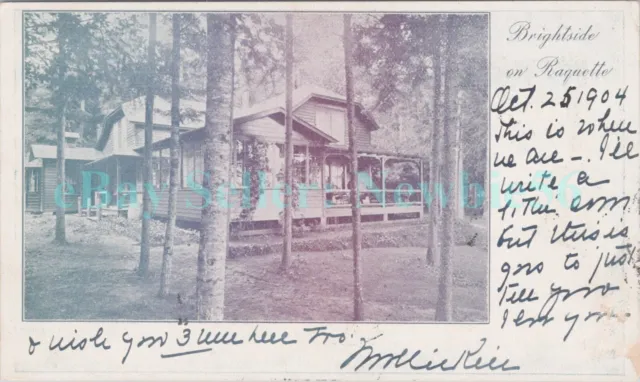 Raquette Lake NY - BRIGHTSIDE CAMP - S.R Stoddard Postcard Adirondacks