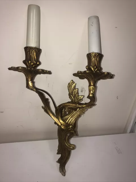 Vintage Victorian Style Brass  Gold Double Sconce Wall Lights Fixture Lamp