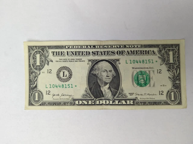 1 dollar bill star note series 2017 serial L10448151