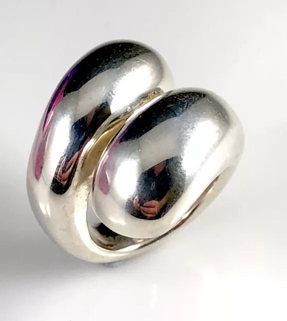 Han Glossy Sterling Silver Electroform Chicago Cloud Gate Bean Style Ring Sz 7.5