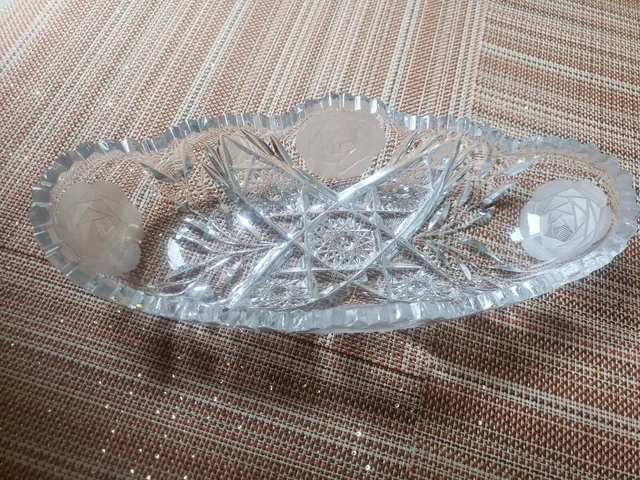 Vintage American Brilliant Period Cut Glass Cristal Fruit Bowl
