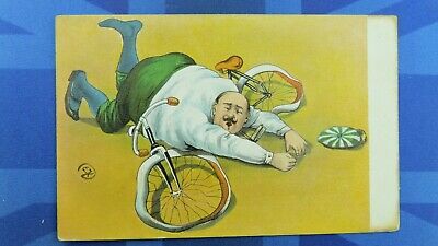 Vintage Standard Series Comic Postcard 1900's Gents Bicycle Cycling Accident