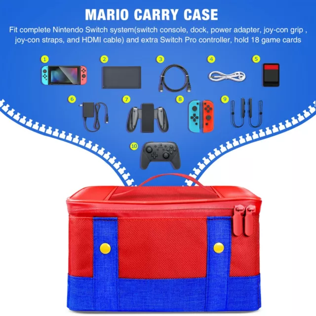 Etui Housse de Protection Mario Nintendo Switch OLED Sacoche Rangement Voyage