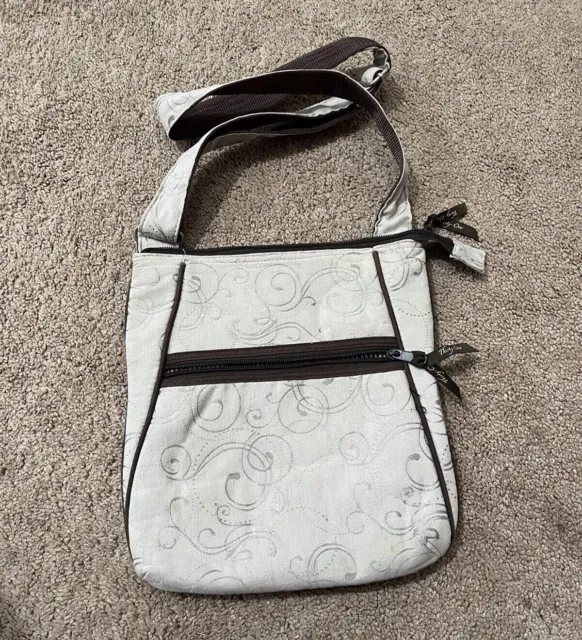 Thirty-One (31) Crossbody Bag in brown and tan swirl or floral pattern Purse/bag