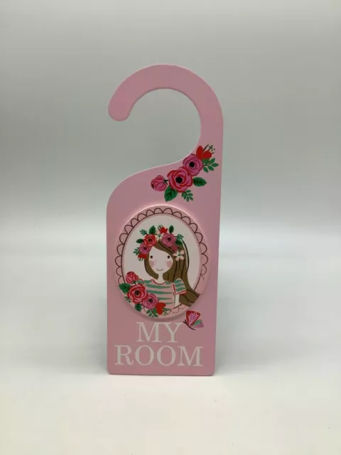 Gisela Graham Pink Flower Girl Bedroom Door Sign