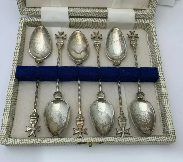 Vintage Set Of 6 917 Silver Spoons In Original Box 5 1/4"