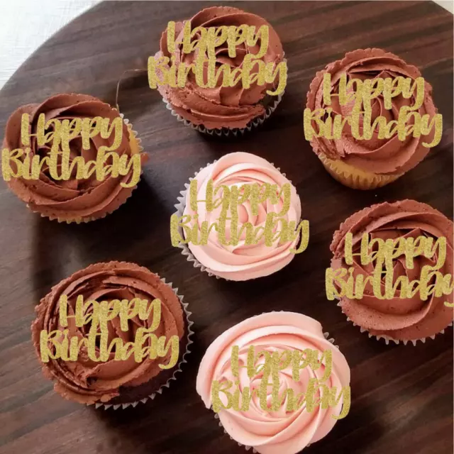 Alles Gute zum Geburtstag Cupcake Charms Glitzer Karton Cupcake Topper