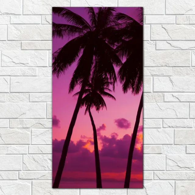 Wandbilder Glasbild Palmen silhouette bei auf tropischen Insel 50x100