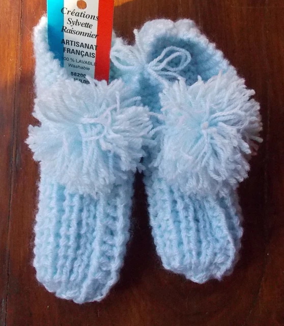 Chaussons De Lit Tricotés Main - Artisanat Français - Rouge - Taille Unique - Neuf Sans étiquette