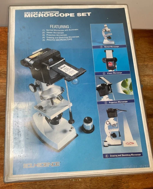 VINTAGE EDU SCIENCE Deluxe Microscope Set With Carrying Case Deluxe 5
