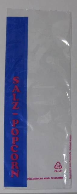 100 Popcornbeutel Popcorntüten Salz LDPE Polybeutel Beutel Tüten ca. 1,5L ca 55g