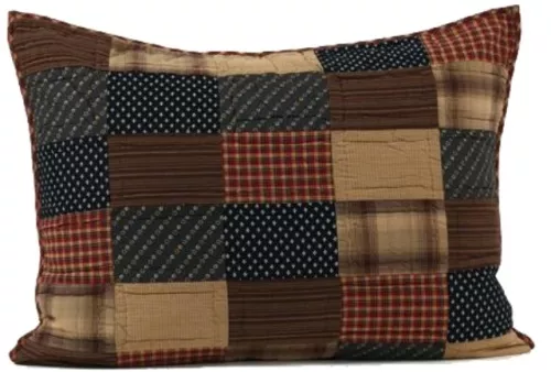 TWO VHC BRAND PATRIOTIC PATCH STANDARD SHAMS BLACK Tan Patchwork  NEW PLAID