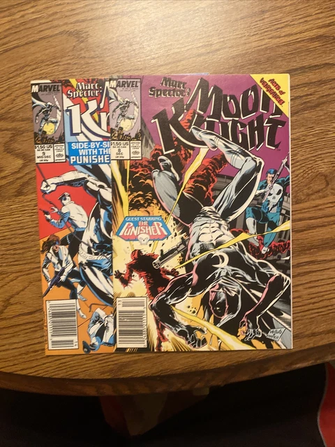 Marc Spector Moon Knight #8 #9 VF/NM Punisher UPC Newsstand 1989 Marvel Comics