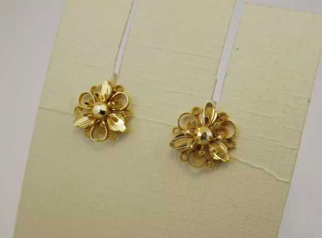 ORECCHINI A FIORE ORIENTALI IN ORO 22 Kt  GOLD EARRINGS